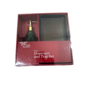 Winter Wonderland Tree Dispenser And Tray Ser Green Glass